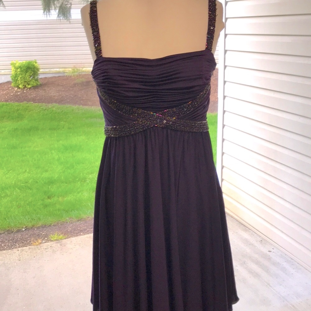 EUC VINTAGE ADRIANNA PAPELL PROM or Evening Purple Sequenced Lined Dress Sz 12P